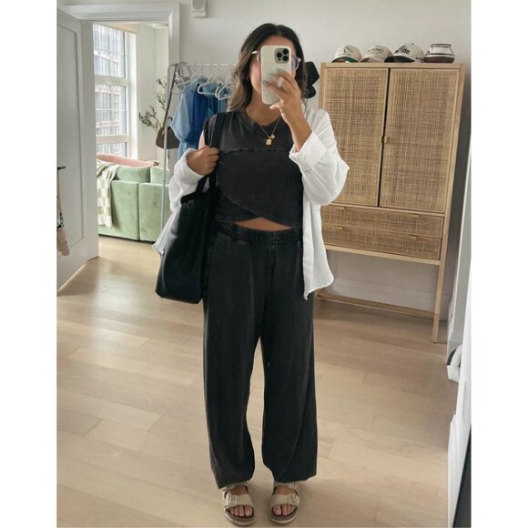 FP Movement by Free People Pants - Free People Hot Shot Crossover Set in Washed Black